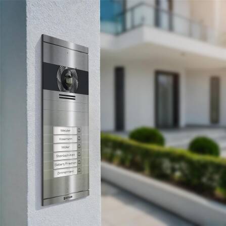 Metzler VDM10 2.0 Video-Türsprechanlage mit austauschbarem Namensschild | Edelstahl | 6 Klingeltaster | Neo