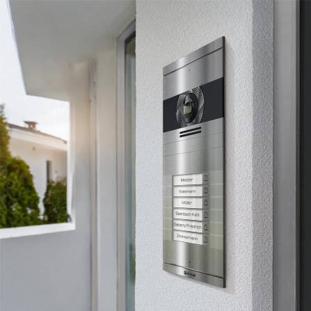 Metzler VDM10 2.0 Video-Türsprechanlage mit austauschbarem Namensschild | Edelstahl | 6 Klingeltaster | Neo