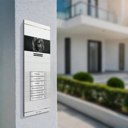 Metzler VDM10 2.0 Video-Türsprechanlage mit austauschbarem Namensschild | Weiß | 6 Klingeltaster | Neo