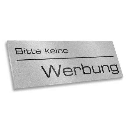 Targhetta per cassetta delle lettere Metzler "Niente pubblicità" verniciata a polvere grigia