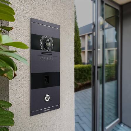 Metzler VDM10 2.0 Video-Türsprechanlage | mit Fingerprint | 1 Klingeltaster | Eisenglimmer | Niko