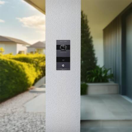 Metzler VDM10 2.0 Video-Türsprechanlage | mit Fingerprint | 1 Klingeltaster | Eisenglimmer | Niko