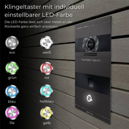 Metzler VDM10 2.0 Video-Türsprechanlage | mit Fingerprint | 1 Klingeltaster | Eisenglimmer | Niko