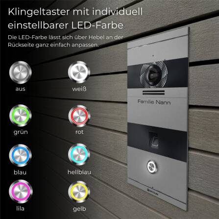 Metzler VDM10 2.0 Video-Türsprechanlage | mit Fingerprint | 1 Klingeltaster | Grau | Niko