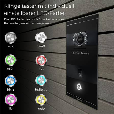 Metzler VDM10 2.0 Video-Türsprechanlage | mit Fingerprint | 1 Klingeltaster | Schwarz | Niko