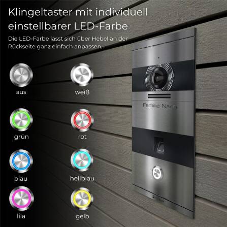 Metzler VDM10 2.0 Interphone Vidéo | Empreinte digitale | 1 Bouton de Sonnette | Acier inoxydable brossé | Niko