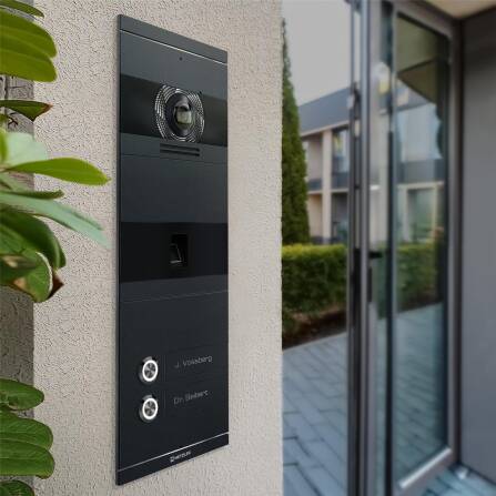 Metzler VDM10 2.0 Videocitofono | con Fingerprint | 2 pulsanti campanello | Antracite RAL 7016 | Niko