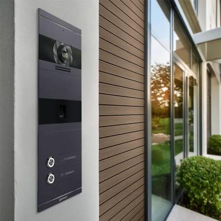 Metzler VDM10 2.0 Video-Türsprechanlage | mit Fingerprint | 2 Klingeltaster | Eisenglimmer | Niko