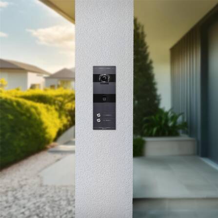 Metzler VDM10 2.0 Video-Türsprechanlage | mit Fingerprint | 2 Klingeltaster | Eisenglimmer | Niko