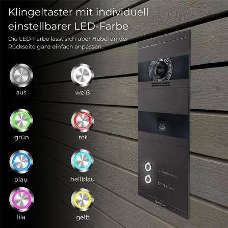 Metzler VDM10 2.0 Video-Türsprechanlage | mit Fingerprint | 2 Klingeltaster | Eisenglimmer | Niko
