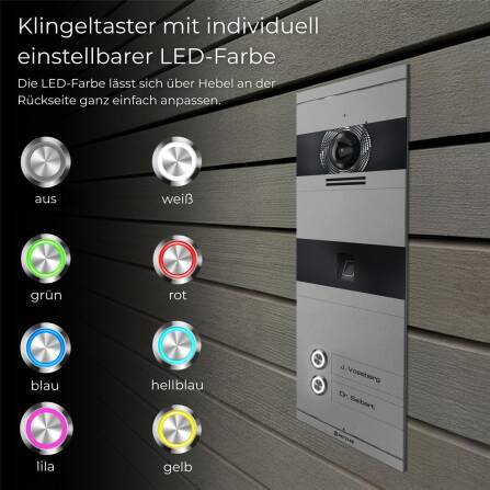 Metzler VDM10 2.0 Videocitofono | con impronta digitale | 2 pulsanti campanello | Grigio | Niko