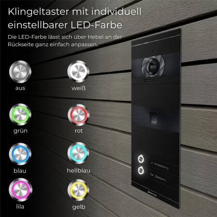 Metzler VDM10 2.0 Interphone Vidéo | Empreinte digitrale | 2 Boutons de Sonnette | Noir foncé | Niko