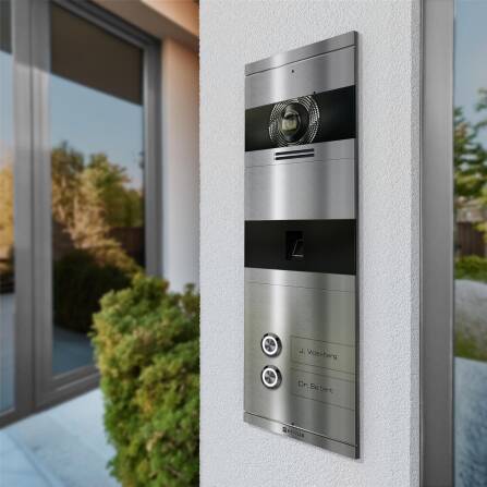 Metzler VDM10 2.0 Videocitofono | con impronta digitale | 2 pulsanti campanello | Acciaio inox | Niko