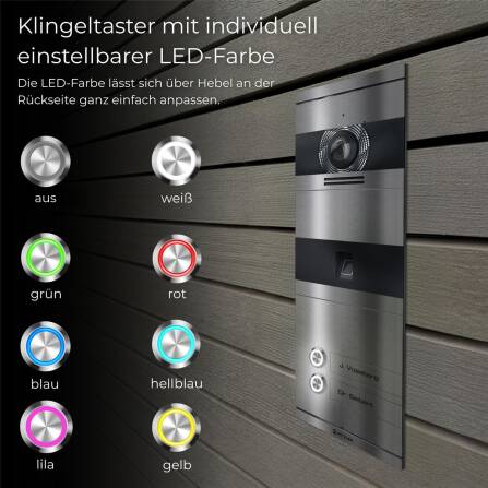 Metzler VDM10 2.0 Videocitofono | con impronta digitale | 2 pulsanti campanello | Acciaio inox | Niko