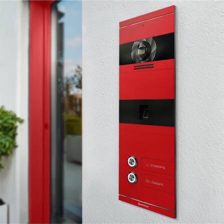 Metzler VDM10 2.0 Video-Türsprechanlage | mit Fingerprint | 2 Klingeltaster | Wunschfarbe nach RAL | Niko