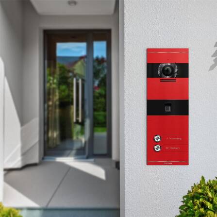 Metzler VDM10 2.0 Video-Türsprechanlage | mit Fingerprint | 2 Klingeltaster | Wunschfarbe nach RAL | Niko