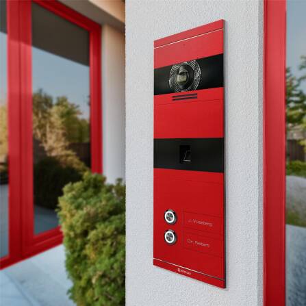 Metzler VDM10 2.0 Video-Türsprechanlage | mit Fingerprint | 2 Klingeltaster | Wunschfarbe nach RAL | Niko