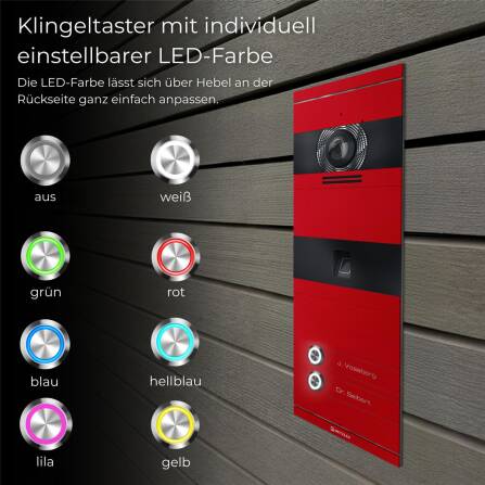 Metzler VDM10 2.0 Video-Türsprechanlage | mit Fingerprint | 2 Klingeltaster | Wunschfarbe nach RAL | Niko