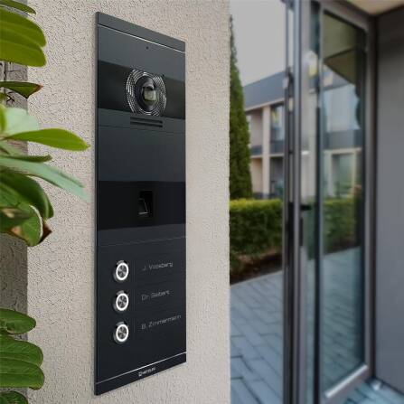 Metzler VDM10 2.0 Videocitofono | con impronta digitale | 3 pulsanti di chiamata | Antracite RAL 7016 | Niko