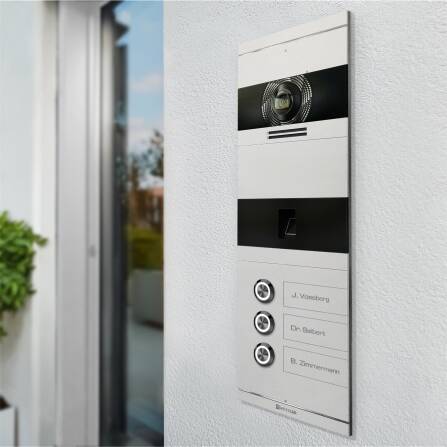 Metzler VDM10 2.0 Video-Türsprechanlage | mit Fingerprint | 3 Klingeltaster | Weiß | Niko