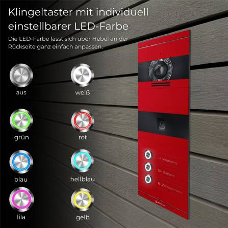 Metzler VDM10 2.0 Videocitofono | con impronta digitale | 3 pulsantiere | Colore a scelta secondo RAL | Niko