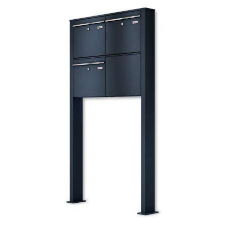 Metzler Briefkastenanlage freistehend für 3 Parteien, pulverbeschichtet in Anthrazitgrau RAL7016