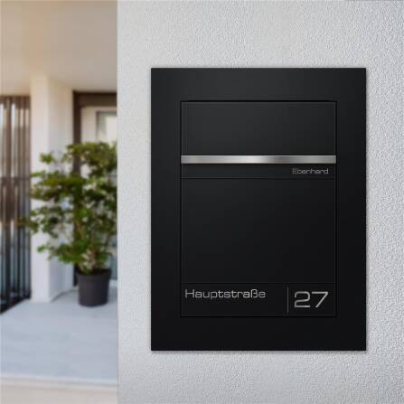 Metzler Cassetta della Posta a Incasso | personalizzato con incisione | Nero | Targhetta in acciaio inox | Hugo 2