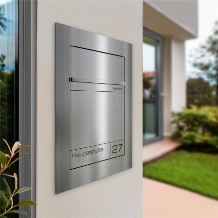 Metzler Briefkasten Unterputz | personalisiert mit Gravur | Edelstahl | Hugo 2