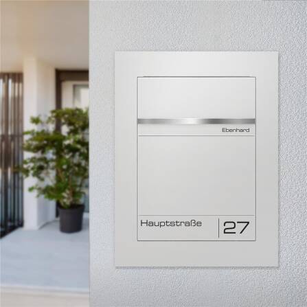 Metzler Briefkasten Unterputz | personalisiert mit Gravur | Weiß | Edelstahl-Namensschild | Hugo 2