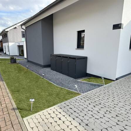 Metzler Mülltonnenbox | 4er | 240l | aus Stahl | rostfrei & massiv | Türgriff mit Schloss