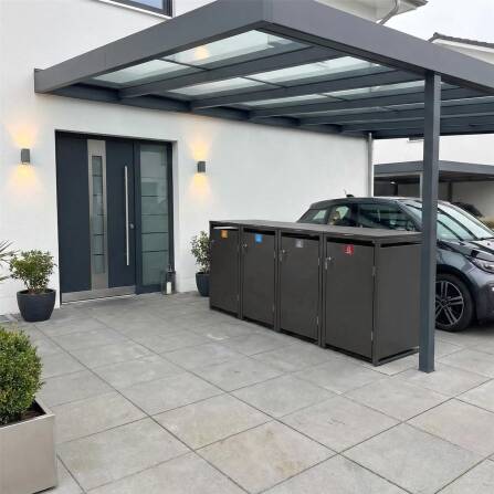 Metzler Cache-poubelles | 4x | 240l | Mica de fer | Acier | inoxydable & massif | Poignée avec serrure