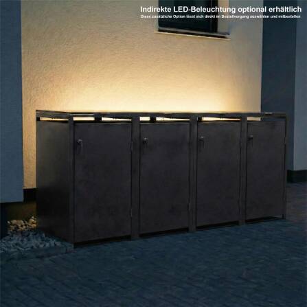 Metzler Cache-poubelles | 4x | 240l | Mica de fer | Acier | inoxydable & massif | Poignée avec serrure