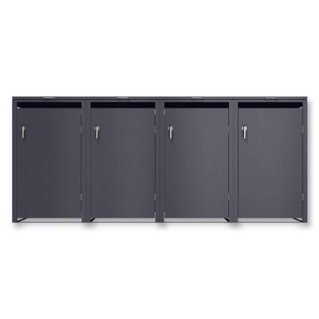 Metzler Cache-poubelles | 4x | 240l | Mica de fer | Acier | inoxydable & massif | Poignée avec serrure