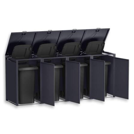 Metzler Cache-poubelles | 4x | 240l | Mica de fer | Acier | inoxydable & massif | Poignée avec serrure