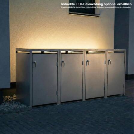 Metzler Mülltonnenbox | 4er | 240l | Grau | aus Stahl | rostfrei & massiv | Türgriff mit Schloss