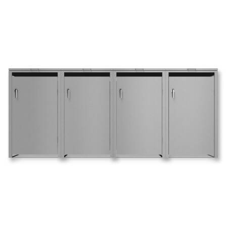 Metzler Mülltonnenbox | 4er | 240l | Grau | aus Stahl | rostfrei & massiv | Türgriff mit Schloss