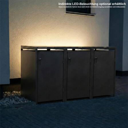 Metzler Mülltonnenbox | 3er | 240l | Eisenglimmer | aus Stahl | rostfrei & massiv | Türgriff mit Schloss