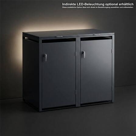 Metzler Mülltonnenbox | 2er | 240l | aus Stahl | rostfrei & massiv | Türgriff mit Schloss