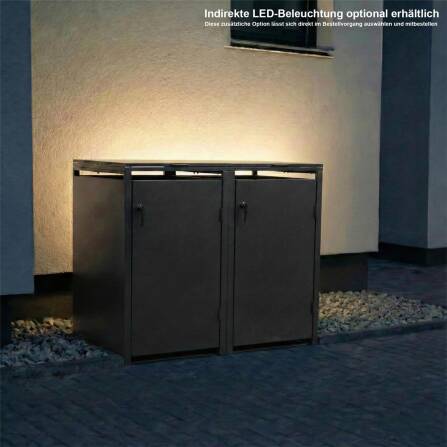 Metzler Box per bidoni della spazzatura | 2er | 240l | Ferro micaceo | in acciaio | inossidabile e massiccio | Maniglia con serratura DB 703 Ferro micaceo