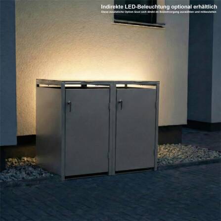 Metzler Mülltonnenbox | 2er | 240l | Grau | aus Stahl | rostfrei & massiv | Türgriff mit Schloss RAL 9007 Graualuminium