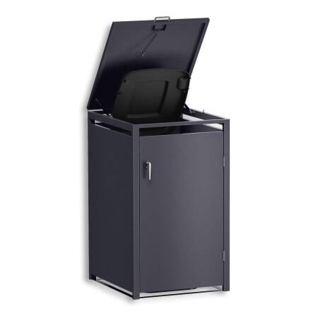 Metzler Mülltonnenbox | 1er | 240l | Eisenglimmer | aus Stahl | rostfrei & massiv | Türgriff mit Schloss