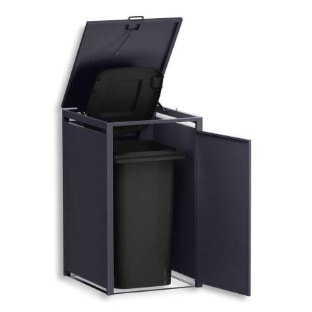 Metzler Mülltonnenbox | 1er | 240l | Eisenglimmer | aus Stahl | rostfrei & massiv | Türgriff mit Schloss