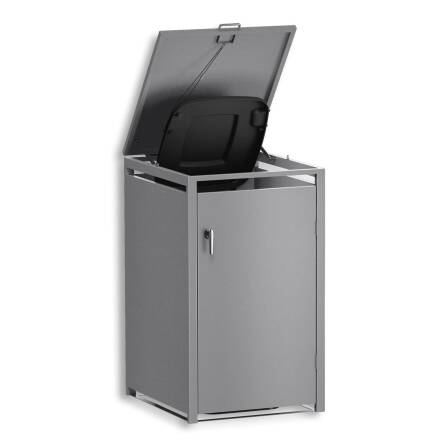Metzler Casella per bidoni della spazzatura | 1er | 240l | Grigio | in acciaio | inossidabile & massiccio | Maniglia della porta con serratura