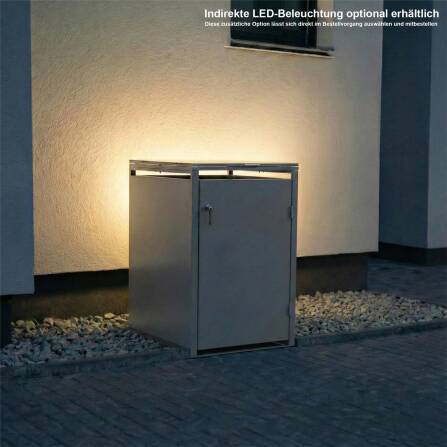 Metzler Casella per bidoni della spazzatura | 1er | 240l | Grigio | in acciaio | inossidabile & massiccio | Maniglia della porta con serratura