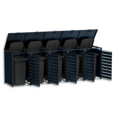 Metzler Caches-poubelles | 5x | 240l | Effet bois | Anthracite RAL 7016 | en acier | inoxydable et massif | Poignée sverrouillables