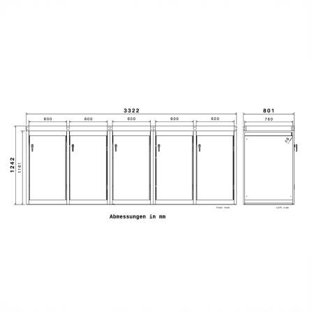 Metzler Mülltonnenbox mit Pflanzdach | 5er | 240l | in Holzoptik | Anthrazit RAL 7016 | aus Stahl | rostfrei & massiv | Türgriff mit Schloss