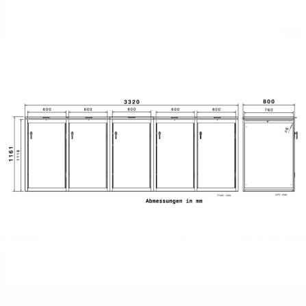 Metzler Mülltonnenbox | 5er | 240l | aus Stahl | rostfrei & massiv | Türgriff mit Schloss