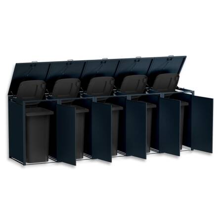 Metzler Mülltonnenbox | 5er | 240l | aus Stahl | rostfrei & massiv | Türgriff mit Schloss