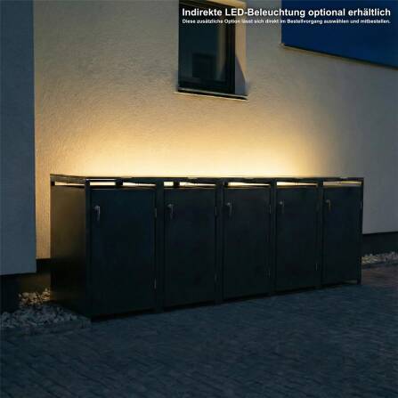 Metzler Mülltonnenbox | 5er | 240l | Anthrazit RAL 7016 | aus Stahl | rostfrei & massiv | Türgriff mit Schloss