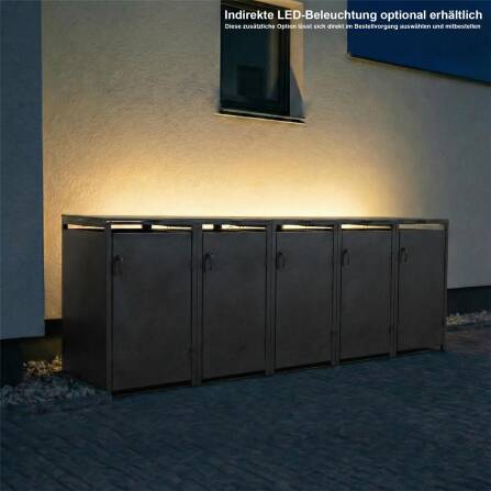 Metzler Mülltonnenbox | 5er | 240l | Eisenglimmer | aus Stahl | rostfrei & massiv | Türgriff mit Schloss